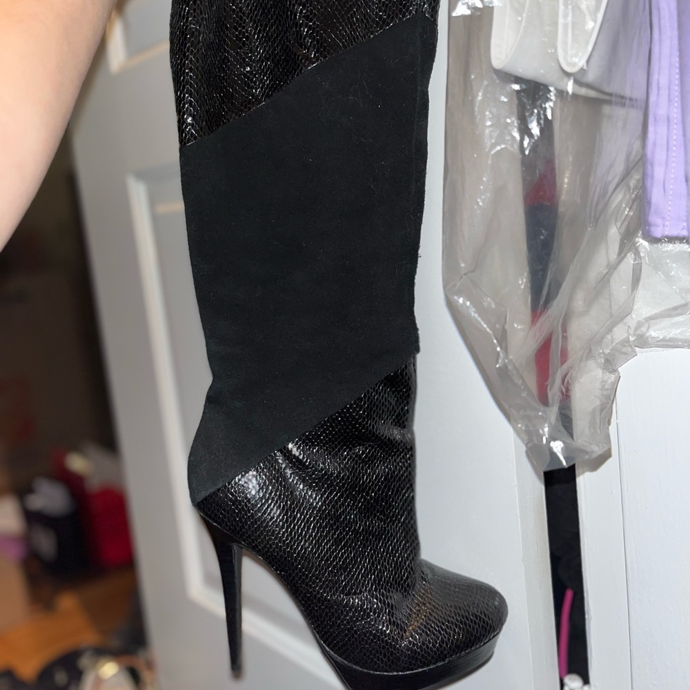 Suede knee high boots
